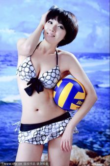 韩媛媛性感比基尼排球写真助威亚运